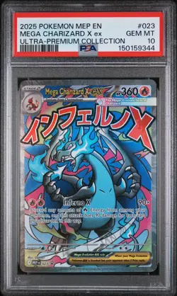 2025 POKEMON MEP EN-ME BLACK STAR PROMO #023 MEGA CHARIZARD X EX PSA 10 - Image 1