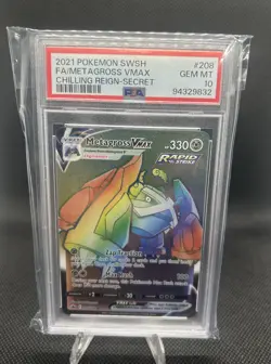 2021 Pokemon Chilling Reign #208 Metagross Vmax Secret Rare PSA 10 - Image 1