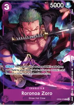Roronoa Zoro (076) R Welcome Pack Vol 2 Full Art One Piece English OP09-076 NM - Image 1