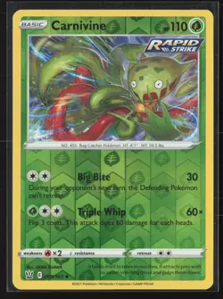 Carnivine Uncommon SWSH05: Battle Styles 009/163 NM Pokemon Card Reverse Holo - Image 1