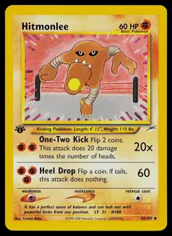 Pokemon Card Neo Destiny Hitmonlee 42/105 Uncommon 1st Edition - Image 1