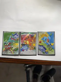 Generation 1 First partners Pokemon English squirtle,bulbasur, and charmander - Image 1