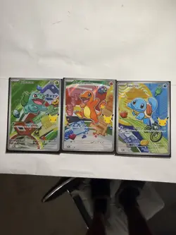 Generation 1 First partners Pokemon English squirtle,bulbasur, and charmander - Image 1