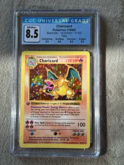 Pokemon 1999 Charizard Base Set Shadowless 1st Edition 4/102 CGC 8.5 NM/Mint+ - Image 1