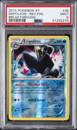 2015 POKEMON XY BREAKTHROUGH #38 EMPOLEON-REVERSE FOIL PSA 9 - Image 1