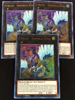 Yugioh Lyrilusc Ensemblue Robin LED8-EN037 1st ULTRA x3 (NM) - Image 1