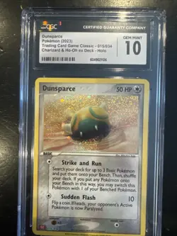 Pokemon TCG Dunsparce 015/034 Charizard & Ho-Oh Ex Deck Holo CGC Gem Mint 10 - Image 1