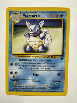 Pokemon TCG Squirtle 63/102 Wartortle Base Set 2 63/130 Regular Uncommon - Image 2
