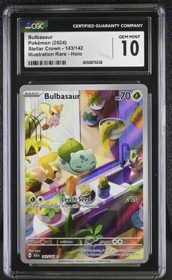 CGC Gem Mint 10 Bulbasaur 143/142 Pokemon Stellar Crown SCR EN - Image 3