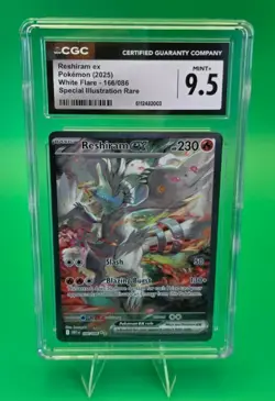 Reshiram ex 166/086, CGC 9.5 MINT Plus, White Flare Pokemon - Image 1