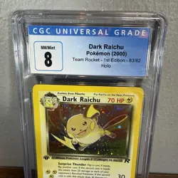 Dark Raichu Holo 1st Edition 83/82 Pokemon WOTC Team Rocket CGC 8 NM-Mint - Image 2