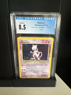 Pokemon Base Set Unlimited Mewtwo Holo 10/102 Vintage Pokemon Card CGC 8.5 NM - Image 1