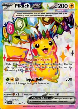 Pokemon TCG Pikachu ex 219/191 2024 Surging Sparks Ultra Rare Card NM (SKU 1-2) - Image 1
