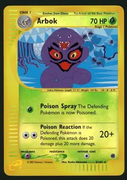 Pokemon Card Arbok 3/165 Reverse Holo Foil Expedition LP - Image 1