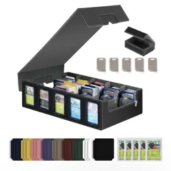 Trading Card Storage Box 5-Row PU Leather Organizer Fits 4000+ Cards - Image 1