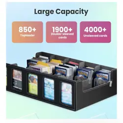 Trading Card Storage Box 5-Row PU Leather Organizer Fits 4000+ Cards - Image 3