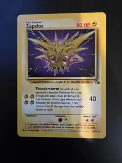 Zapdos 30/62 Non Holo Rare Fossil Pokemon Card Unlimited -LP - Image 1