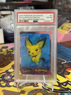 Pikachu Advanced Action Lenticular Card PSA 6 Panini Nintendo Pokemon 2004 Pichu - Image 1