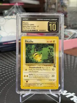 CGC 10 PRISTINE Pikachu # 27 "Bumblebee" WOTC Black Star Promo Pokemon Card - Image 1