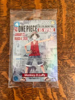 One Piece Monkey D. Luffy US Voyage College Basketball Promo Card Gonzaga SEALED - Image 1