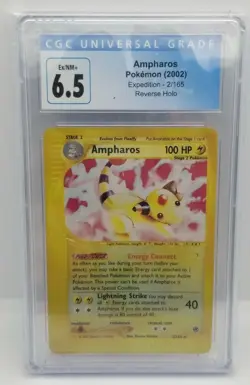 Ampharos Reverse Holo 2/165 Expedition Base Set CGC 6.5 Ex/NM Pokemon Card - Image 1