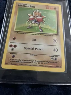 🔥Hitmonchan 007/102 Base Set Holo Rare WOTC Pokemon Single Card LP/MP - Image 3