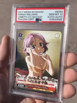 PSA 10 Weiss Schwarz Lisbeth Card Sword Art Online Signed By Sarah Williams - Image 3