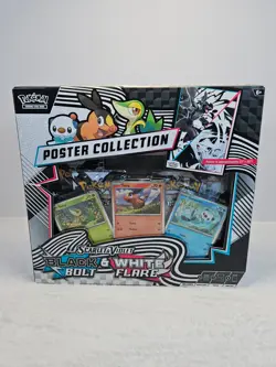 NEW Pokemon TCG Scarlet & Violet Black & White Bolt Flare Poster Collection Set - Image 1