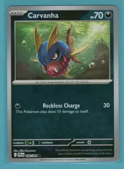 Pokemon TCG - Carvanha 60/94 Reverse Holo ME02: Phantasmal Flames NM - Image 1