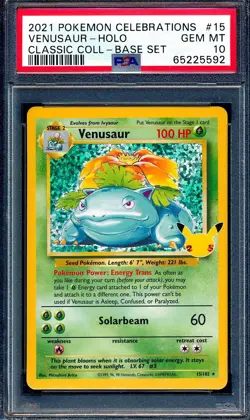 Venusaur 2021 Pokemon Celebrations #15 Classic Collection Holo PSA 10 - Image 1