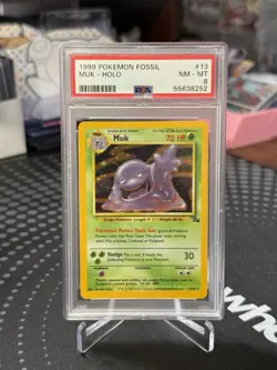 1999 POKEMON FOSSIL #13 MUK-HOLO PSA 8 - Image 1