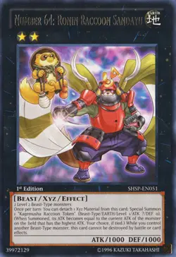 Yugioh! MP Number 64: Ronin Raccoon Sandayu - SHSP-EN051 - Rare - 1st Edition Mo - Image 1