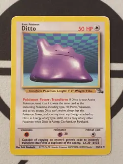 Pokemon Karte Ditto 18/62 Fossil Set Pokemon Original TCG 1999 Vintage - Image 2