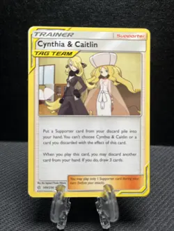 Pokemon TCG Cosmic Eclipse Cynthia & Caitlin Tag Team #189/236 Uncommon NM - Image 1