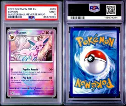 Espeon Master Ball Pattern 033/131 PSA MINT 9 Prismatic Evolutions Holo Pokemon - Image 3