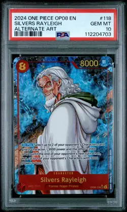 2024 ONE PIECE OP08-TWO LEGENDS ALTERNATE ART #118 SILVERS RAYLEIGH PSA 10 - Image 1