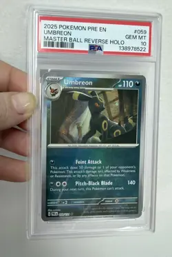2025 POKEMON PRE EN-PRISMATIC EVOLUTIONS MASTER BALL REVERSE HOLO UMBREON PSA 10 - Image 2