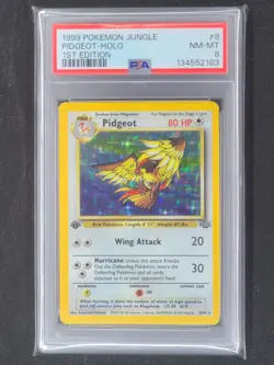 1999 Pokemon Jungle Pidgeot Holo 1st Edition PSA 8 NM-MT rare vintage english - Image 1