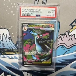 2025 Pokemon Phantasmal Flames Mega Charizard X ex Full Art #109 PSA 10 - Image 1