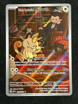 Pokemon TCG Team Rockets Meowth 203/182 Illustration Rare Destined Rivals NM - Image 1
