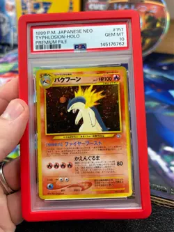 1999 Pokemon Japanese Neo Promo #157 Typhlosion Holo Premium File PSA 10 - Image 3