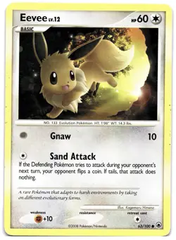 Eevee 63/100 Pokemon TCG Diamond & Pearl Majestic Dawn Common Moderate Play MP - Image 1