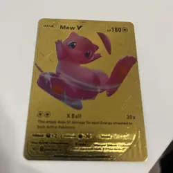 Pokemon Mew V Gold Foil Fan Art Collector Card - 180 HP - Image 1