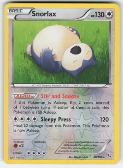 Snorlax 80/106 Rare Flashfire Pokemon Reverse Holo LP - Image 1