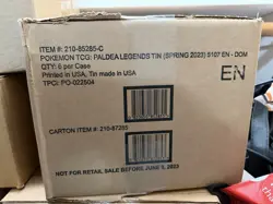 Pokemon TCG Paldea Legends Tins Display CASE (6 Tins) FACTORY SEALED!! - Image 1