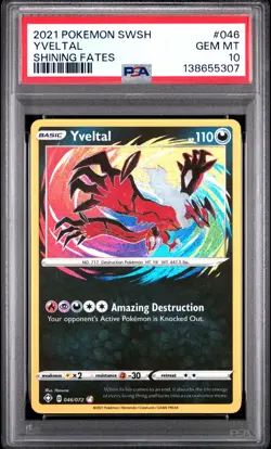 Pokemon Yveltal 046/072 Amazing Rare SWSH Shining Fates PSA 10 GEM MINT - Image 1