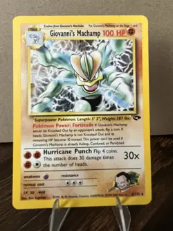 Pokemon Giovanni's Machamp Gym Challenge Holo Rare 6/132 2000 100 HP English - Image 1