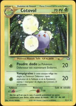 2001 Pokemon FRENCH Unlimited Neo Genesis Cotovol-Jumpluff Holo 7/111 EX-MT - Image 1