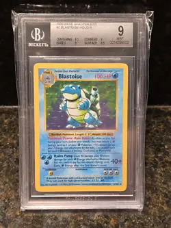 1999 Pokemon Base Set Shadowless Blastoise BGS 9 MINT Beckett 2/102 English WOTC - Image 1