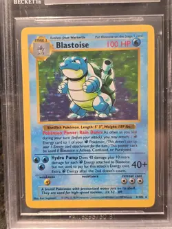 1999 Pokemon Base Set Shadowless Blastoise BGS 9 MINT Beckett 2/102 English WOTC - Image 2